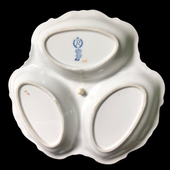 REICHENBACH ECHT KOBALT Cobalt Porcelain Central Handle 3-Section Gilded Dish - Picture 4 of 5